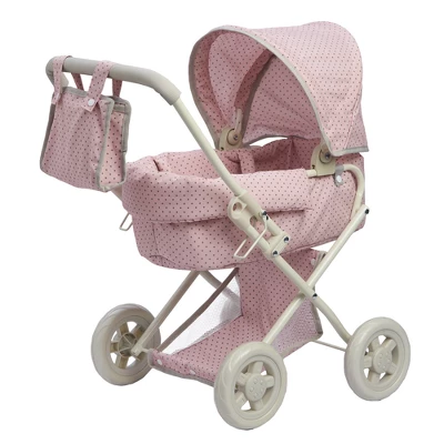 Olivia's Little World - Polka Dots Princess Baby Doll Deluxe Stroller - Pink & Gray 5 Olivia's Little World - Polka Dots Princess Baby Doll Deluxe Stroller - Pink & Gray - Image 3