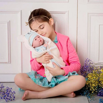 JC Toys Soft Body La Newborn 15.5" Baby Doll - Blue Bear Bunting Gift Set 4 JC Toys Soft Body La Newborn 15.5" Baby Doll - Blue Bear Bunting Gift Set - Image 2
