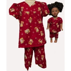 Doll Clothes Superstore Matching Girl And Doll Bear Print Pajamas