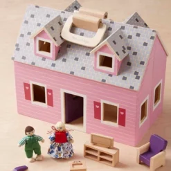 Melissa & Doug Fold And Go Wooden Dollhouse With 2 Dolls And Wooden Furniture -Best Toy Store GUEST 20e80317 1807 46be 9e34 18d17800e4e2