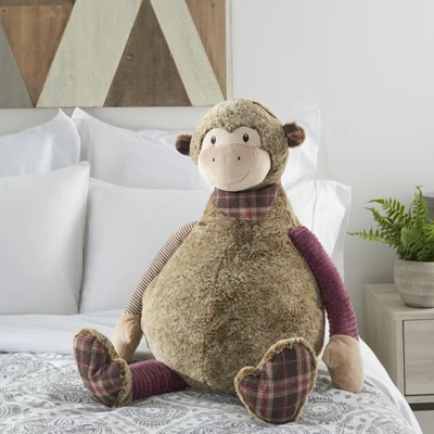 Mina Victory Plush Lines Monkey Plush Animal 23" X 24" Brown Indoor Stuffed Animal 4 Mina Victory Plush Lines Monkey Plush Animal 23" X 24" Brown Indoor Stuffed Animal - Image 2