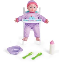Kidoozie Just Imagine Mealtime Baby Playset For Pretend Play, Includes Baby Doll, High Chair And Feeding Accessories, Ages 2+