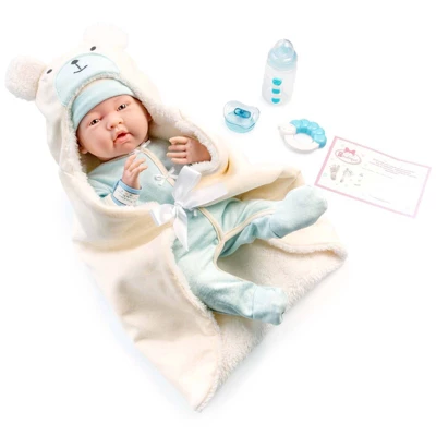 JC Toys Soft Body La Newborn 15.5" Baby Doll - Blue Bear Bunting Gift Set 3 JC Toys Soft Body La Newborn 15.5" Baby Doll - Blue Bear Bunting Gift Set