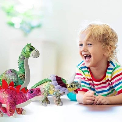 BUILD ME Stuffed Animal Set Of 4 - 12" Soft Dinosaur Plush Toys For Boys And Girls 5 BUILD ME Stuffed Animal Set Of 4 - 12" Soft Dinosaur Plush Toys For Boys And Girls - Image 3