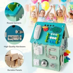 Costway Wooden Busy House Montessori Toy With Sensory Games & Interior Storage Space Blue/Pink -Best Toy Store GUEST 2ee1a858 58af 449c ab11 9eb04ae19a5b