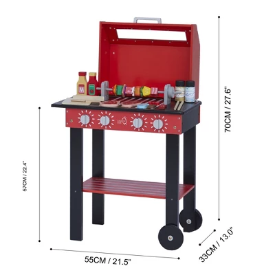 Teamson Kids Little Helper Backyard BBQ Grill Playset With Interactive Features And 25 Play Cooking Accessories, Red/Black 5 Teamson Kids Little Helper Backyard BBQ Grill Playset With Interactive Features And 25 Play Cooking Accessories, Red/Black - Image 3