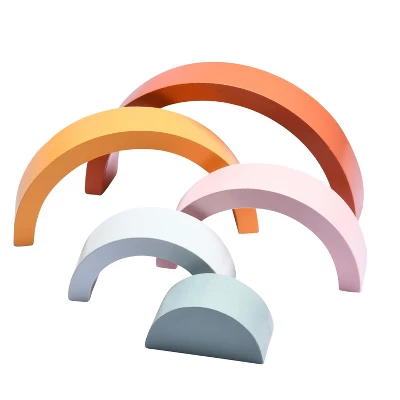 Childlike Behavior Wooden Rainbow Stacking Toy - Multicolored 3 Childlike Behavior Wooden Rainbow Stacking Toy - Multicolored