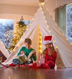 HearthSong 7Õ Cotton Canvas And Wooden Pole Indoor/Outdoor Family Tent With 7Õ Battery-Operated Tent Lights -Best Toy Store GUEST 3607daca 2431 42ce 8c55 d5e791407429