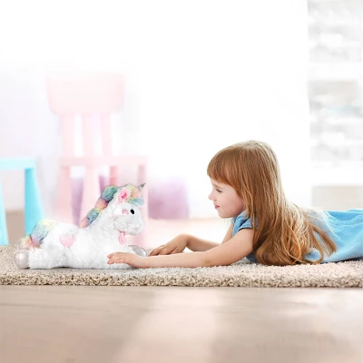 FAO Schwarz Glow Brights Toy Plush LED With Sound White Unicorn 15" Stuffed Animal 5 FAO Schwarz Glow Brights Toy Plush LED With Sound White Unicorn 15" Stuffed Animal - Image 3