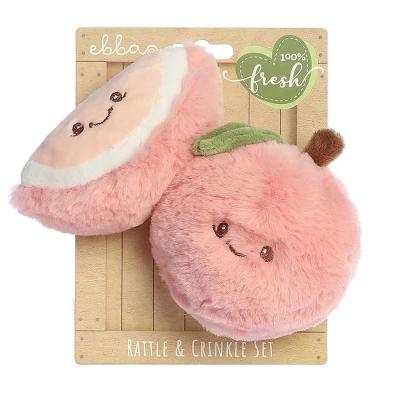 Ebba Mini Peach Rattle & Crinkle Set Precious Produce Adorable Baby Stuffed Animal Pink 3.5" 7 Ebba Mini Peach Rattle & Crinkle Set Precious Produce Adorable Baby Stuffed Animal Pink 3.5" - Image 5