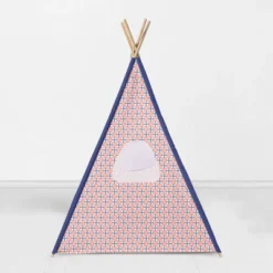 Bacati - Olivia Girls Coral Navy Play Tent For Kids/Toddlers, 100% Cotton Percale Fabric Cover -Best Toy Store GUEST 3ea76052 0db1 47ed 913f 2d64b5cc90d4