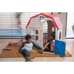 Ram Quality Products Kid's Classic Real Feel Cottage Compact Foldable Plastic Toddler Outdoor Playhouse For Children Ages 2 Years Old And Up, White -Best Toy Store GUEST 448483ff 0867 4f36 8311 75b110c0b0a3