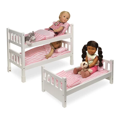 Badger Basket 1-2-3 Convertible Doll Bunk Bed With Bedding - Pink/Stripe 8 Badger Basket 1-2-3 Convertible Doll Bunk Bed With Bedding - Pink/Stripe - Image 6