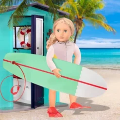 Our Generation Coral With Storybook & Accessories 18" Posable Surfer Doll