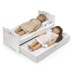 Badger Basket White Rose Doll Bed With Trundle -Best Toy Store GUEST 555b984a 7810 4fe5 a24c 4a4342b31513