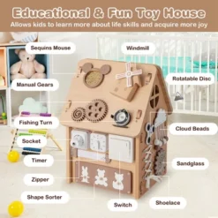 Costway Wooden Busy House Montessori Toy With Sensory Games & Interior Storage Space -Best Toy Store GUEST 5b4a5a83 22bd 4fd2 a0ba b71bb0f1c31d