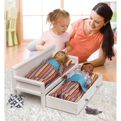 Sofa/Daybed With Trundle For 18" Dolls - White/Multi 4 Sofa/Daybed With Trundle For 18" Dolls - White/Multi - Image 2