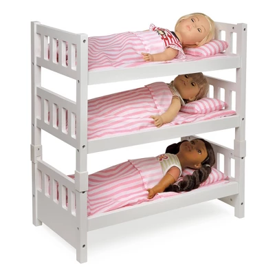 Badger Basket 1-2-3 Convertible Doll Bunk Bed With Bedding - Pink/Stripe 7 Badger Basket 1-2-3 Convertible Doll Bunk Bed With Bedding - Pink/Stripe - Image 5
