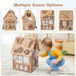 Costway Wooden Busy House Montessori Toy With Sensory Games & Interior Storage Space -Best Toy Store GUEST 71b2f74b 271a 45f2 99dd 27da07b43004