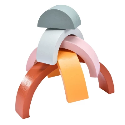 Childlike Behavior Wooden Rainbow Stacking Toy - Multicolored 4 Childlike Behavior Wooden Rainbow Stacking Toy - Multicolored - Image 2