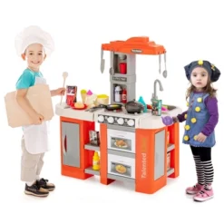 Costway Large Plastic Play Kitchen Set W/ 67 Pcs Cooking Accessories Food &Realistic Lights & Sounds -Best Toy Store GUEST 7d9cd9bc bd2b 435f af3c 33c0fca6fd69