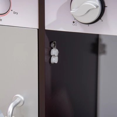 Qaba Wooden Play Kitchen With Lights Sounds, Kids Kitchen Playset With Washing Machine, Water Dispenser, Microwave, Range Hood, Refrigerator 6 Qaba Wooden Play Kitchen With Lights Sounds, Kids Kitchen Playset With Washing Machine, Water Dispenser, Microwave, Range Hood, Refrigerator - Image 5