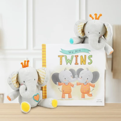 Tickle & Main We Are Twins, Baby And Toddler Twin Gift Set, Keepsake Book And Set Of 2 Plush Elephant Rattles For Boys And Girls 5 Tickle & Main We Are Twins, Baby And Toddler Twin Gift Set, Keepsake Book And Set Of 2 Plush Elephant Rattles For Boys And Girls - Image 3