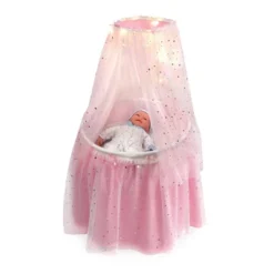 Badger Basket Sweet Dreams Round Doll Bassinet With Canopy And LED Lights - Pink/White/Stars -Best Toy Store GUEST 91243054 4be9 4233 ab23 abda96442be2