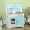 Qaba Wooden Play Kitchen, Kids Kitchen Playset With Sound Effects And Lights, Children's Imaginative Pretend Toy, Faucet Clock, 3-6 Years Old, Blue -Best Toy Store GUEST 92d2adee 0a2e 49e8 9a28 44345bd834e6