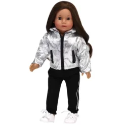 Sophia’s Silver Metallic Jacket, Black Side Stripe Joggers, Sneakers, & Hat For 18” Dolls, Silver/Black -Best Toy Store GUEST 95ac5128 0919 4b20 a1ca 52d82252b1d2