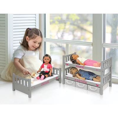 Badger Basket 1-2-3 Convertible Doll Bunk Bed With Baskets And Free Personalization Kit - Executive Gray 5 Badger Basket 1-2-3 Convertible Doll Bunk Bed With Baskets And Free Personalization Kit - Executive Gray - Image 3