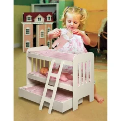 Badger Basket Trundle Doll Bunk Bed With Ladder And Free Personalization Kit - White/Pink -Best Toy Store GUEST 9ca6611a 11b9 487a 888f 53b64609a4c3