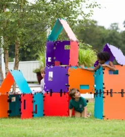 HearthSong 32-Panel Colorblock Fantasy Forts Indoor And Outdoor Building Kit