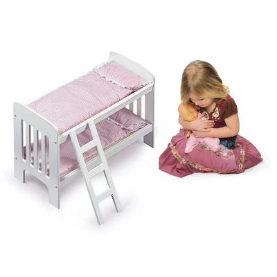 Badger Basket Doll Bunk Bed With Bedding, Ladder, And Free Personalization Kit - White/Pink/Gingham 7 Badger Basket Doll Bunk Bed With Bedding, Ladder, And Free Personalization Kit - White/Pink/Gingham - Image 5