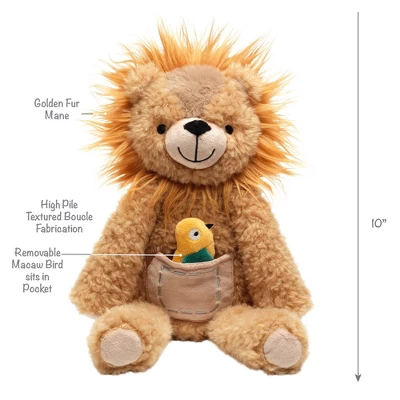 Lambs & Ivy Jungle Friends Plush Lion With Bird Stuffed Animal Toy - Everett 6 Lambs & Ivy Jungle Friends Plush Lion With Bird Stuffed Animal Toy - Everett - Image 4