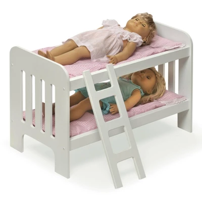 Badger Basket Doll Bunk Bed With Bedding, Ladder, And Free Personalization Kit - White/Pink/Gingham 6 Badger Basket Doll Bunk Bed With Bedding, Ladder, And Free Personalization Kit - White/Pink/Gingham - Image 4