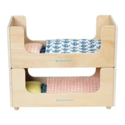 Manhattan Toy Night Night Wooden Play Sleigh Bed With Pillow And Blanket For Dolls And Stuffed Animals