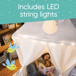 Hearthsong Cozy Cottage Bed Canopy With LED Lights Designed For Twin Or Queen-Sized Bed - Gray -Best Toy Store GUEST b4ce2d23 2114 4415 ae65 0dcf1a7bf8ad