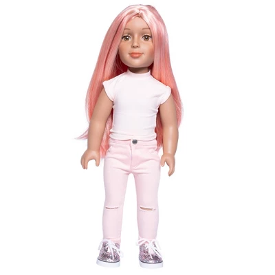 I'M A GIRLY Light Pink Skinny Jeans For 18" Fashion Doll 4 I'M A GIRLY Light Pink Skinny Jeans For 18" Fashion Doll - Image 2