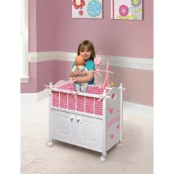 Badger Basket Cabinet Doll Crib With Chevron Bedding And Free Personalization Kit - White/Pink -Best Toy Store GUEST c1e4be35 0f2a 4c68 b06e 9ca334d3a55b