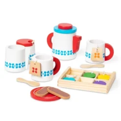 Melissa & Doug 22-Piece Steep And Serve Wooden Tea Set - Play Food And Kitchen Accessories -Best Toy Store GUEST c784b287 4e55 4eec 8669 1f8cf2bd478d