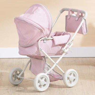 Olivia's Little World - Polka Dots Princess Baby Doll Deluxe Stroller - Pink & Gray 3 Olivia's Little World - Polka Dots Princess Baby Doll Deluxe Stroller - Pink & Gray