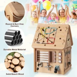 Costway Wooden Busy House Montessori Toy With Sensory Games & Interior Storage Space -Best Toy Store GUEST cb26035c 6e38 4c57 b0c1 a10014f75e2b