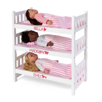 Badger Basket 1-2-3 Convertible Doll Bunk Bed With Bedding - Pink/Stripe 10 Badger Basket 1-2-3 Convertible Doll Bunk Bed With Bedding - Pink/Stripe - Image 8
