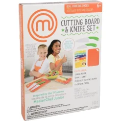 Jazwares MasterChef Junior Knife And Cutting Board Set - Includes Real Cutting Tools For Kids And Recipes