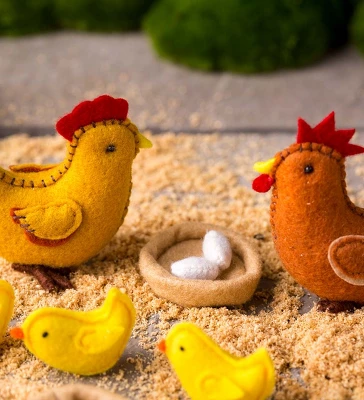 Magic Cabin - Wooden Chicken Coop And Felt Chickens Play Set Special For Kids 14 Magic Cabin - Wooden Chicken Coop And Felt Chickens Play Set Special For Kids - Image 12