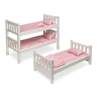 Badger Basket 1-2-3 Convertible Doll Bunk Bed With Bedding - Pink/Stripe 9 Badger Basket 1-2-3 Convertible Doll Bunk Bed With Bedding - Pink/Stripe - Image 7