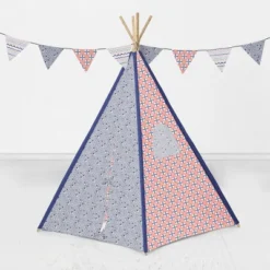 Bacati - Olivia Girls Coral Navy Play Tent For Kids/Toddlers, 100% Cotton Percale Fabric Cover -Best Toy Store GUEST e74f4fb3 2d5f 4bba 8ad7 4fea95bfb599