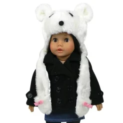 Sophia’s Polar Bear Faux Fur Hat For 18” Dolls, White