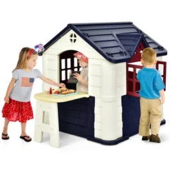 Costway Kid's Playhouse Games Cottage W/ 7 PCS Toy Set & Waterproof Cover -Best Toy Store GUEST f5cb56ca 43c4 4f05 bb9f 54350f0681ae